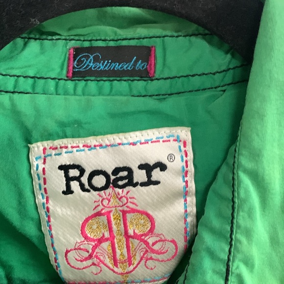 Vintage Y2K Roar Green Snap Front Rhinestone Cowboy Shirt Size M - Picture 2 of 7